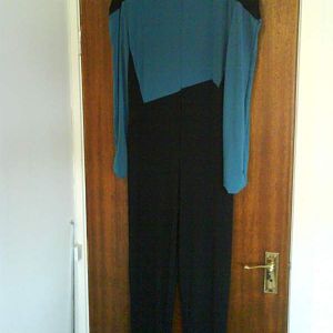 Star Trek: TNG season one and two science/medical jumpsuit. Teal and black heavy weight spandex