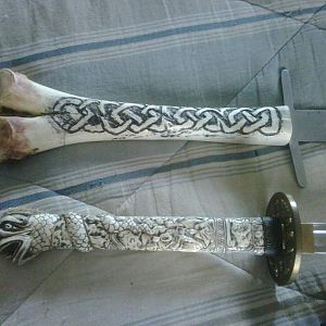 Top: Celtic bone handle sword
Bottom: Highlander sword