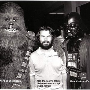 Chewbacca (Mark Word) -  Alan Stacy -  Vader (Mark Meeks) - theatre opening for "ROTJ" at Forum 303 Mall (which doesn't exist anymore), Arlington, Tex