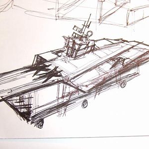 preliminary sketch of rolling platform/USS FLAGG