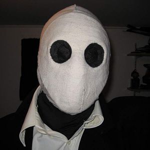 Franklyn mask - made with one of those cheap hockey masks, duct tape, and a cloth overlay.