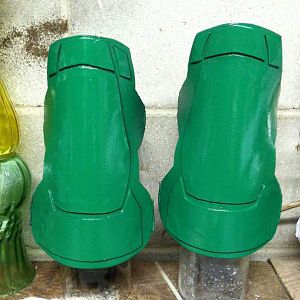 gauntlets spray painted green