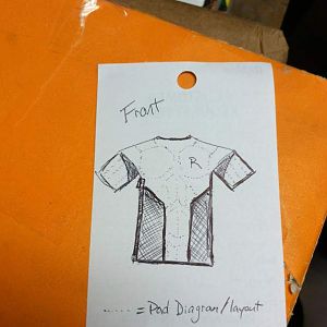 sketch of the front of the shirt with padding