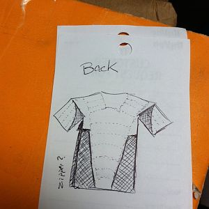 sketch of the back of shirt with padding