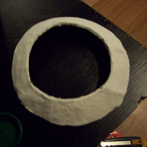 draw and cut out a circle that the bigger circle of foam will fit