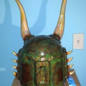 Back of a Rusty Fett horned helmet