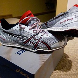 Asics Dirt Dog 3 size 10 White/Silver/Red