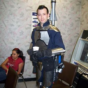 Jango Fett costume I did a few years ago, put this together in 1 week. All the armor from the neck down is 304 stainless steel. The backpack was cobbl