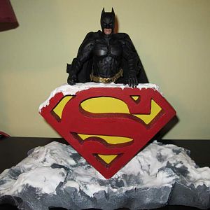 Superman symbol display. Batman was not happy. lol