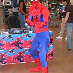 I was hired by a company to do a promotion for the Spider Man toys during the premier of Spider Man 3 to make appearances in costume as the Web Slinge