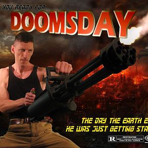"Doomsday" movie poster featuring my working Mini-Gun.  Mini-Gun does not actually shoot, but the barrel spins very fast and very smooth.  Thanks to m