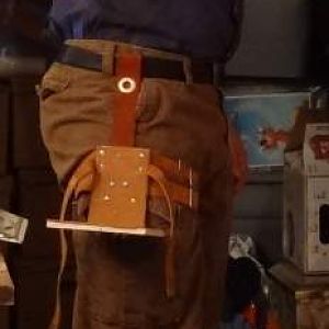 This picture shows off the chainsaw holster I made mainly for walking around at cons.