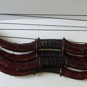 Mord-Sith bows. Cast Urethane with steel armatures, Lacquer, Acrylic and wax