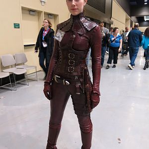 Mord'Sith costume worn by Genevieve (armor worn in Ep. 2.20), Kimberly and Virginie (Pants and Jacket worn throughout the series by background/stuntwo