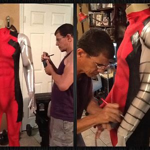 Airbrushing if the suit & armor begins!