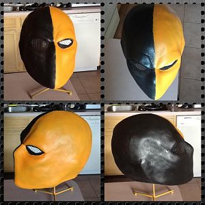 A generic "Hero" cowl from GCFX was given to me. It was all black, faded and damaged.

I layered it in synthetic rubber, making it new.

I painted