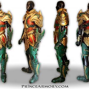 Medieval Aquaman leather armor compiled view by Prince Armory