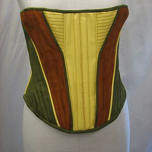 3 color all leather corset with detail stitching