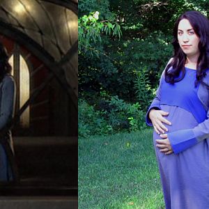 From the SG1 (Season 9) episode 'Camelot' - Vala pregnant and me pregnant at 38 weeks :-)