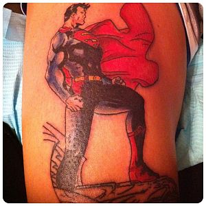 My husband's last tattoo... Superman isn't finished yet, but I will finish him up when he gets back home ^__^