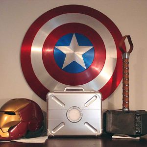 Details about   Avengers Iron Man helmet Thor hammer Captain America shield Weapons Accessories 