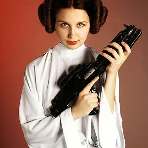 Don't you mess with a galactic rebel princess with a blaster in her hands!