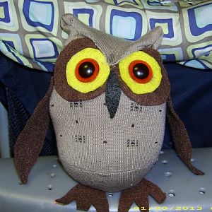 owl stuffie from sock I made for my daughter when she was sick to cheer her up