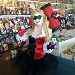 This is my version of Harley Quinn. I took her bubbly side and made her costume a little more feminine than the darker versions lately.