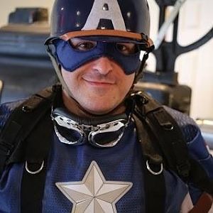 My hybrid Captain America uniform that I wore to the premiere of Captain America: The Winter Soldier at our local theater.  I was part of the pre show