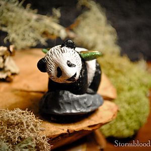 Specially requested "chubby panda cub with dragonfly wings" for client's RPG. 1" tall.