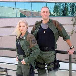 Me as Starbuck and my husband to be. He's also known on this forum as Sokkmonkey ;-)