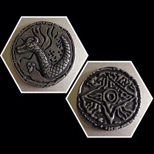 Tiamat Talisman coin from the episode "Wishful Thinking"