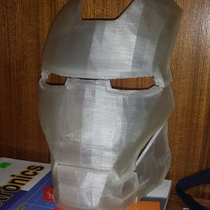Experiment in 3D printing a Mk VII Helmet.  I used Omarbou's Mk VII helmet, modified by me to be 3D printable.   Printed in PLA plastic.