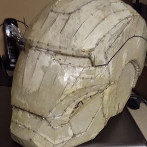 Mk VII helmet with resin coat outside and fiberglass inside.  Just getting started on the sanding and prep for bondo.