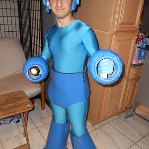 Finished Costume with Push Light in Right Hand Mega Buster