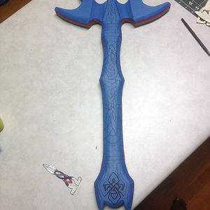 second attempt at the Sword of Asgard. This time in foam. Used a soldering iron to carve the details.