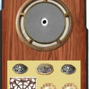 Concept for my steampunk'd ST:TOS communicator....  A dressed up back cover for my (LG L39C) cell phone