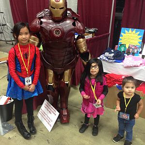 Girls with the authentic Iron Man suit