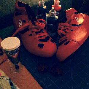 Shoes, paint and glue I will be using.