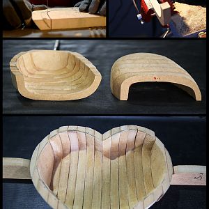 Finished making the mask hollow. With the Band Saw I cut the inside of each slice so when all were put together, voilà! got myself a hollow heart!...