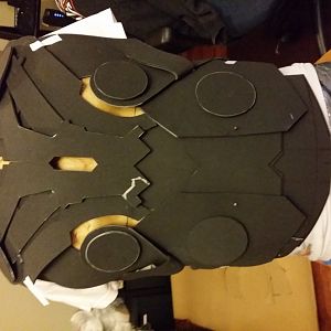 After making the outlines, I cut out the pattern and made a foam version, making sure all the parts layered together correctly.