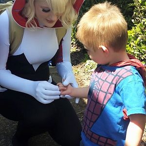 Teaching him how to make Spider hands