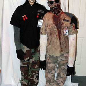 Life Size photo shoot zombie dummies for my photo shoot sessions.
Left: Shotgun Fred
Right: Test Subject Zombie