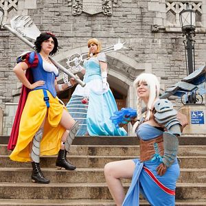 Keyblade Master Kida - Atlantis/Kingdom Hearts
with Snow White (http://light-as-a-heather.tumblr.com/) 
and Cinderella (https://www.facebook.com/Mae