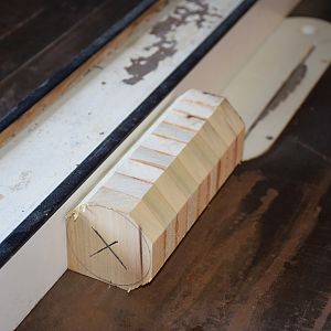 Laminated some of the remaining pieces of Fir for the turning blank(s) for the handle "collars" and the stacked spheres under the blade.