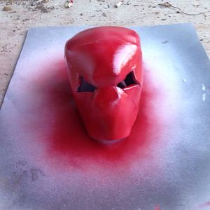 Here I have spray painted my helmet red