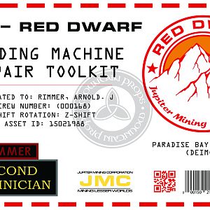 Red Dwarf Vending Machine repair kit sticker