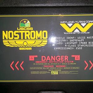 Nostromo self-destruct  sticker on one of my leather toolboxes.