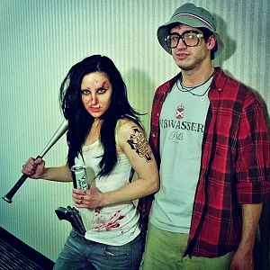 Female Trevor Philips and an old friend who was a good sport as Ron Jakowski from GTA V.