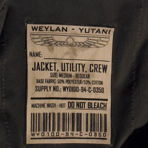 Weylan Yutani Garment label. Graphic used with permission from Sgt Kitten and printed by Wovenmonkey.